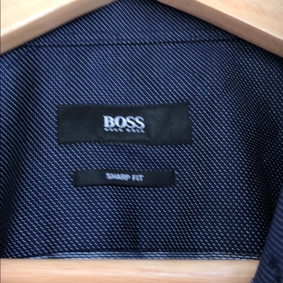 NEW • Boss • Button Down Dress Shirt Navy Dots 16 - Picture 4 of 5